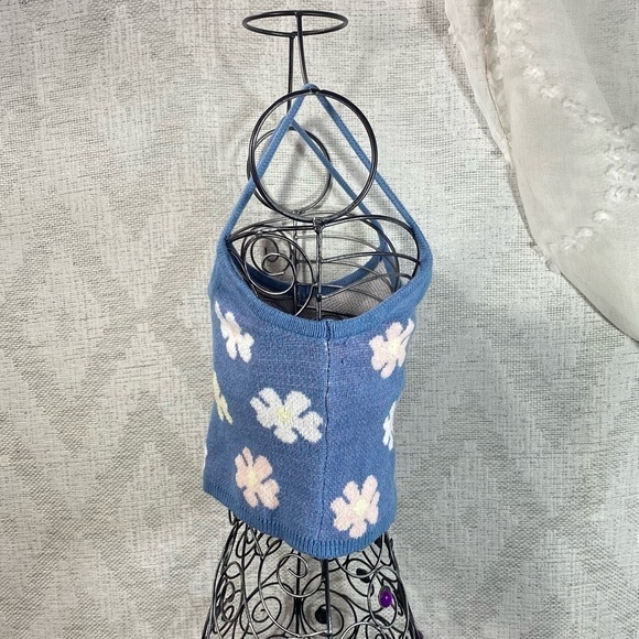 Hazel Moon blue floral cropped cardigan and tank size M - Picture 8 of 9